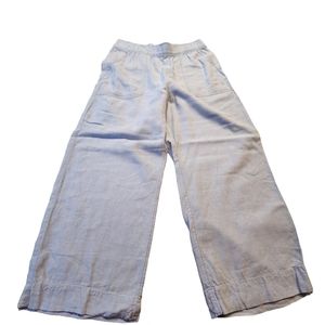 JNY Jones New York Women's Light Blue Linen Elastic Waist Beach Pants Size L H9